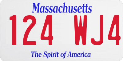 MA license plate 124WJ4