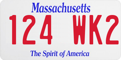 MA license plate 124WK2