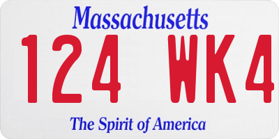MA license plate 124WK4