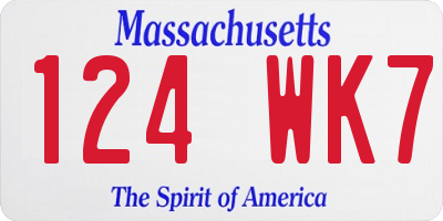 MA license plate 124WK7
