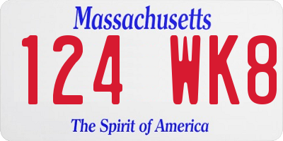 MA license plate 124WK8