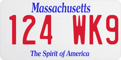 MA license plate 124WK9