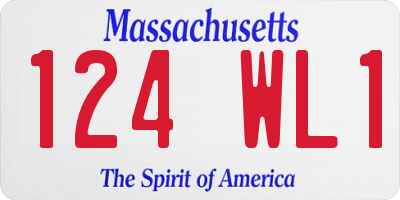MA license plate 124WL1