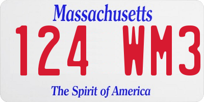 MA license plate 124WM3