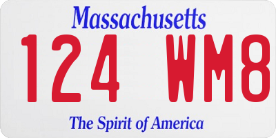 MA license plate 124WM8