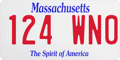 MA license plate 124WN0