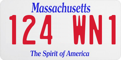 MA license plate 124WN1