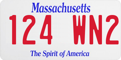 MA license plate 124WN2