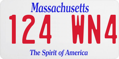 MA license plate 124WN4