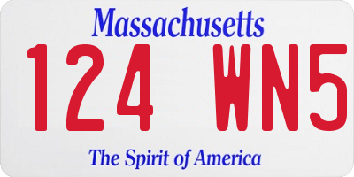 MA license plate 124WN5