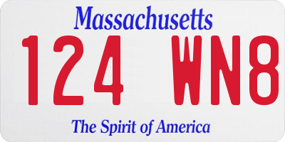 MA license plate 124WN8