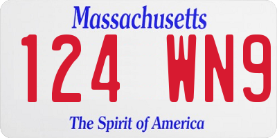 MA license plate 124WN9