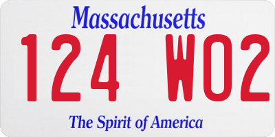 MA license plate 124WO2