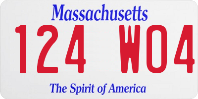 MA license plate 124WO4
