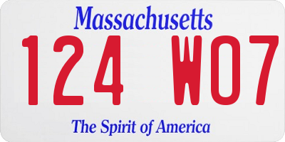 MA license plate 124WO7