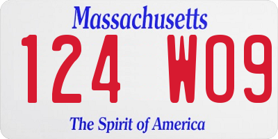 MA license plate 124WO9