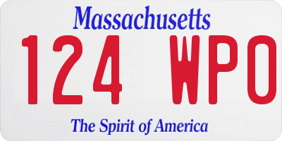 MA license plate 124WP0