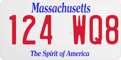MA license plate 124WQ8