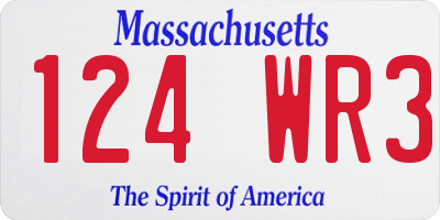 MA license plate 124WR3
