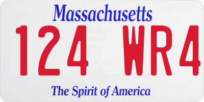 MA license plate 124WR4