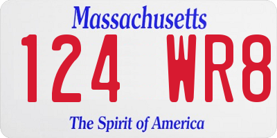 MA license plate 124WR8