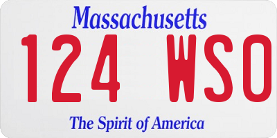 MA license plate 124WS0