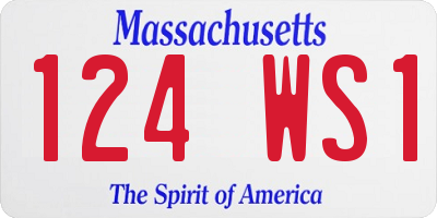 MA license plate 124WS1
