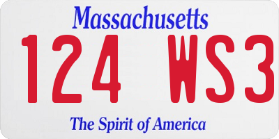 MA license plate 124WS3
