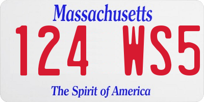 MA license plate 124WS5