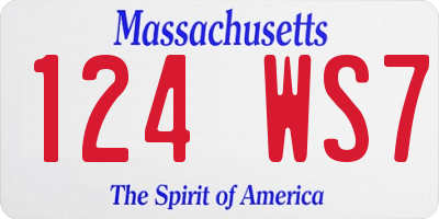MA license plate 124WS7