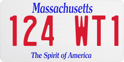 MA license plate 124WT1