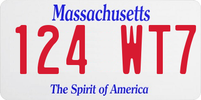 MA license plate 124WT7