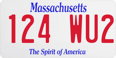 MA license plate 124WU2