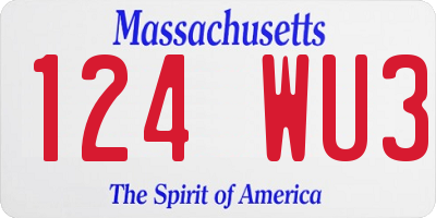 MA license plate 124WU3