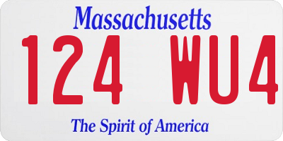 MA license plate 124WU4