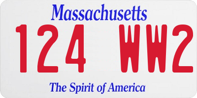 MA license plate 124WW2