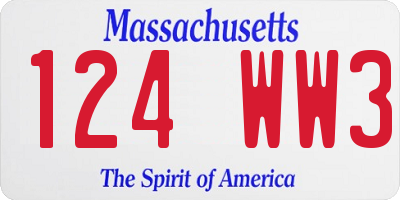 MA license plate 124WW3