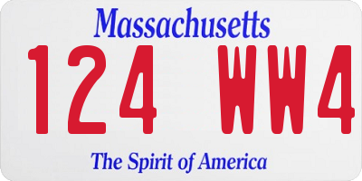 MA license plate 124WW4