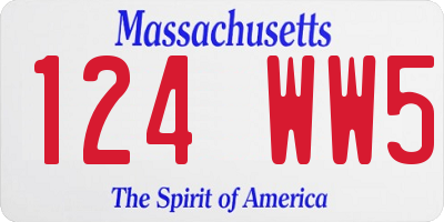 MA license plate 124WW5