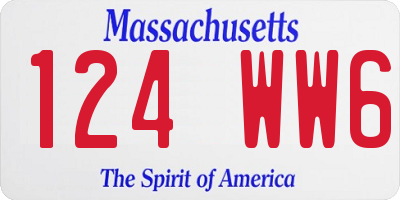 MA license plate 124WW6
