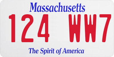 MA license plate 124WW7