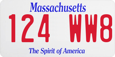 MA license plate 124WW8