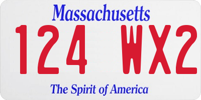 MA license plate 124WX2
