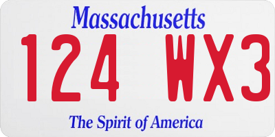 MA license plate 124WX3