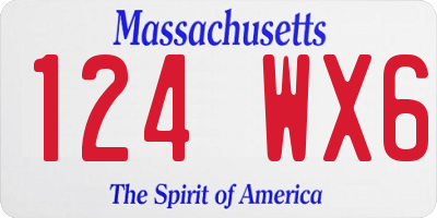 MA license plate 124WX6