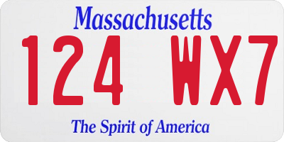 MA license plate 124WX7