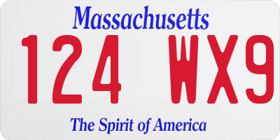 MA license plate 124WX9
