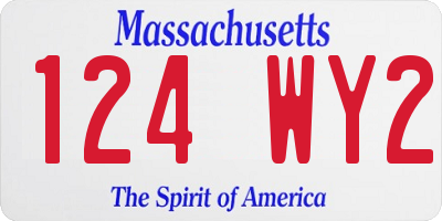 MA license plate 124WY2