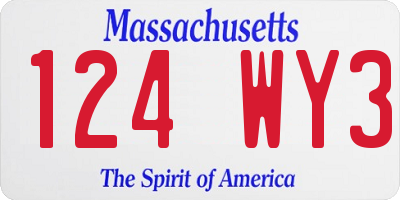 MA license plate 124WY3