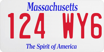 MA license plate 124WY6